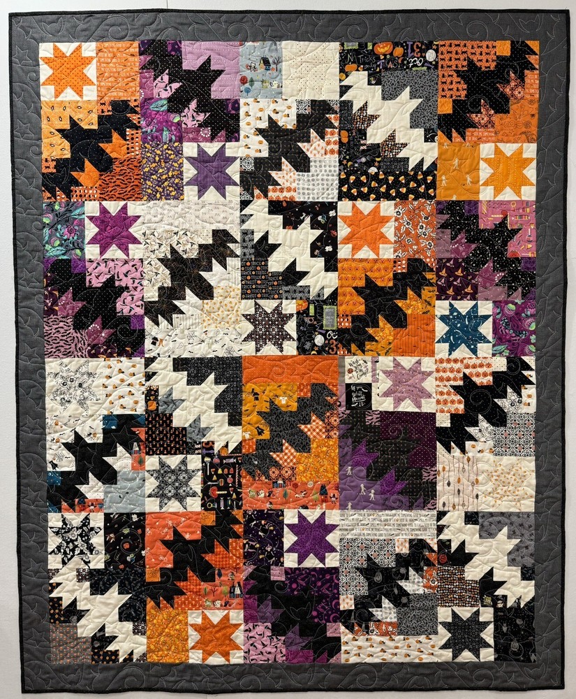 Night Flight ~ BasicGrey Quilt Pattern ~ Halloween bats stars pieced Basic Grey