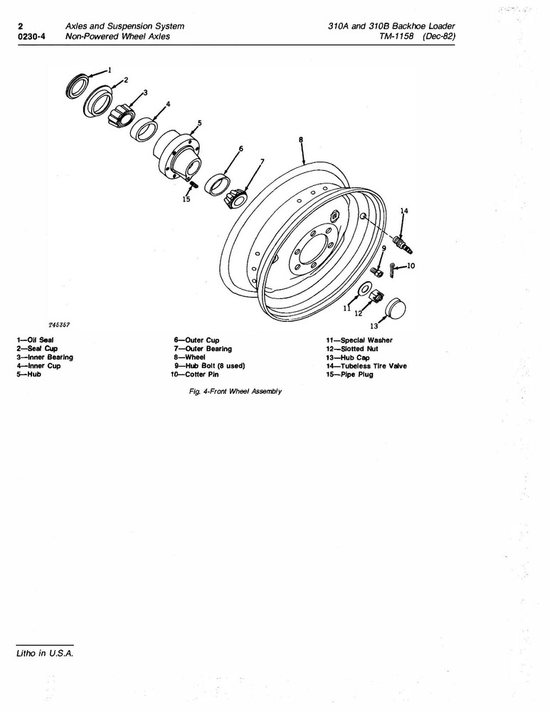 John Deere 310A & 310B Backhoe Loader Technical Service Manual TM1158 USB or DL