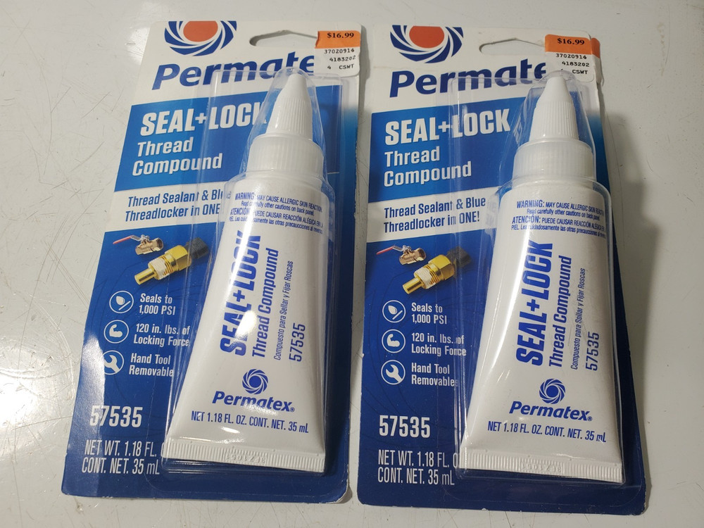 2 Permatex 57535 Thread Compound Seal & Lock Tubes NOS