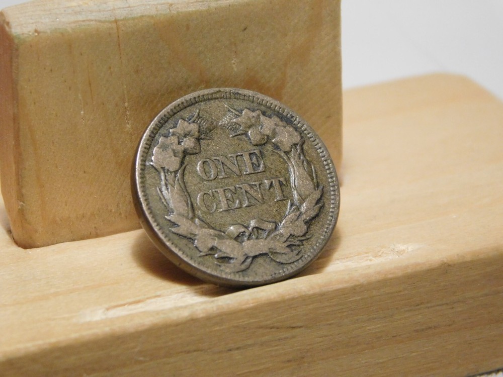 1857 U.S. Flying Eagle cent, lamination error at edge