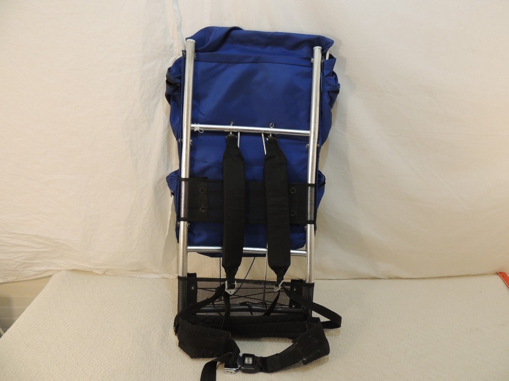 Custom Aluminum Frame Hiking, Camping, Outdoors, Backpack Blue Multi Pocket