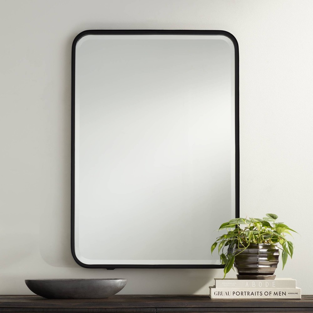 Soren Black 24" x 34" Rounded Edge Rectangular Mirrors Set of 2