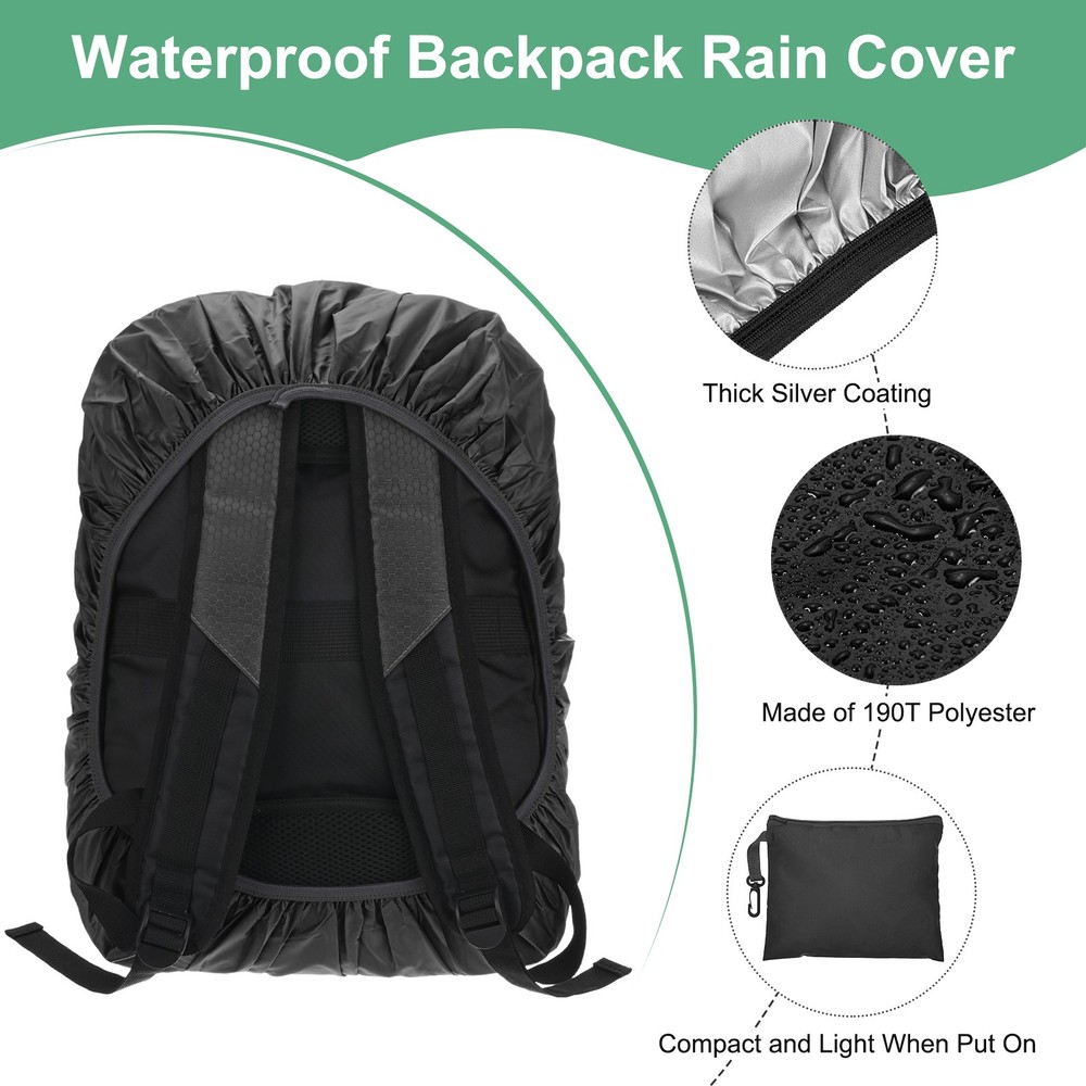 Waterproof Backpack Rain Cover, 30L-40L Backpack Cover [Black]