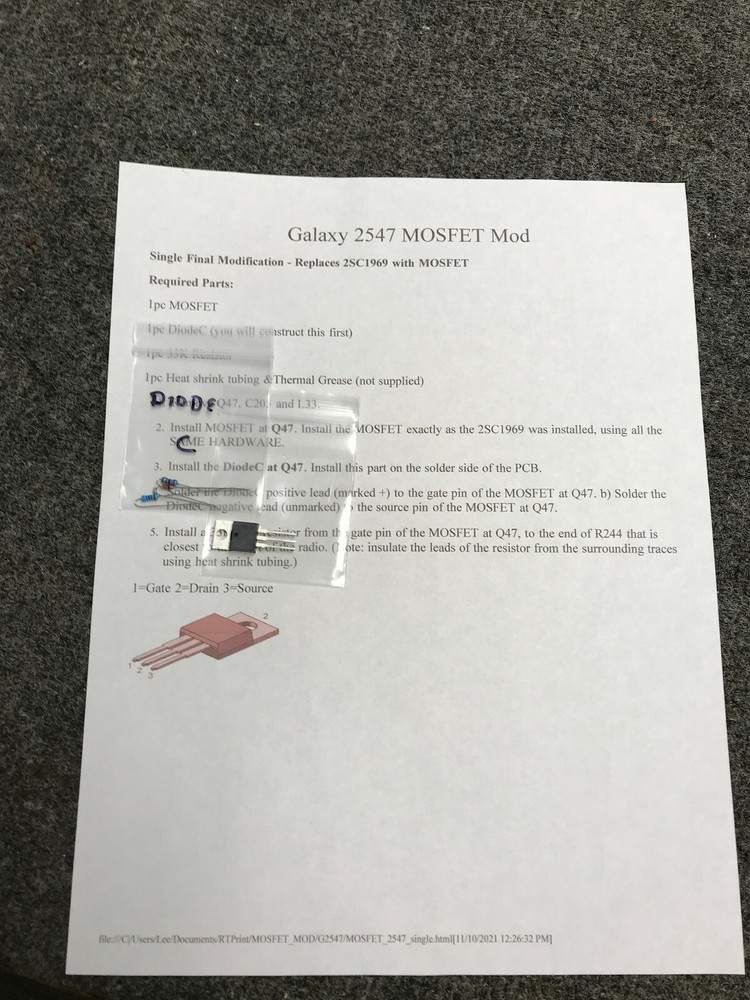 Galaxy 2547 MOSFET upgrade kit