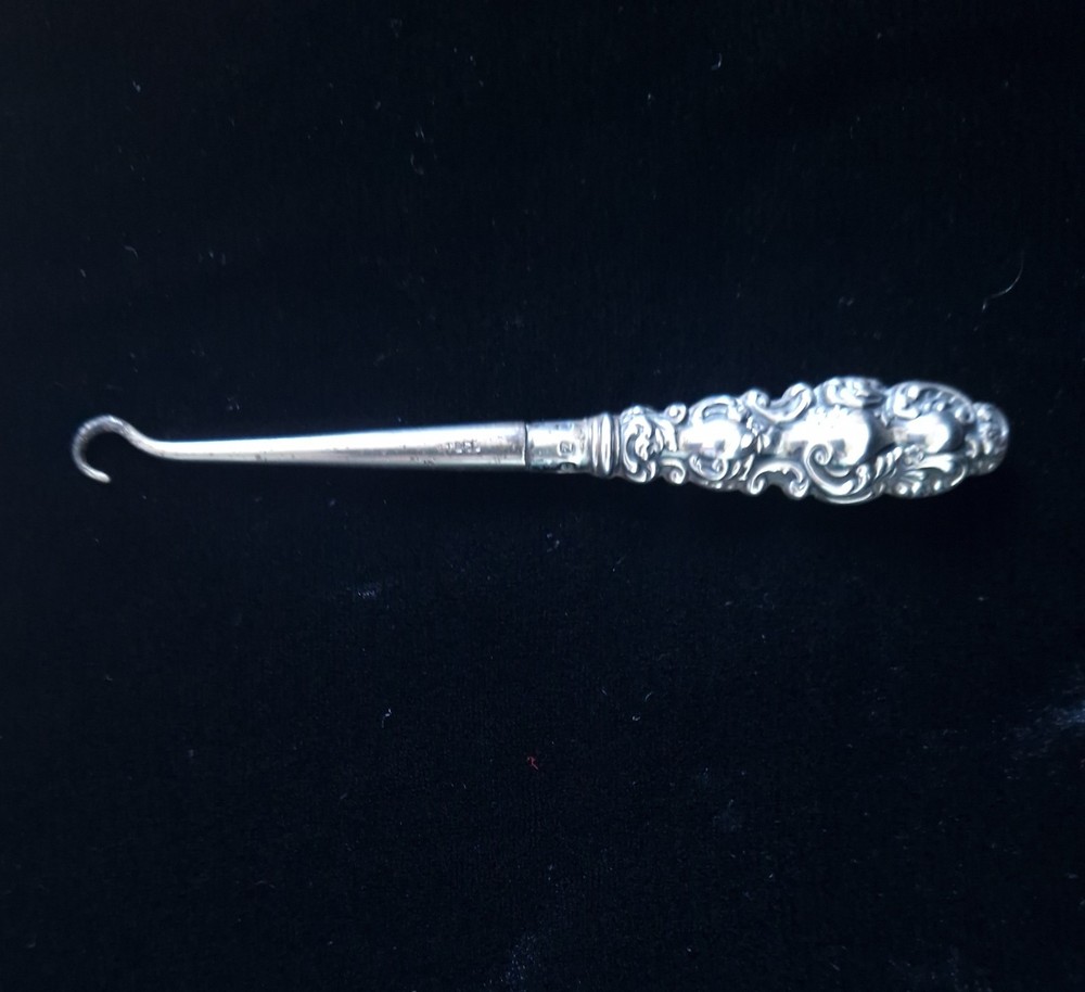 Antique Sterling Silver Button Puller Full Hallmarks Sheffield C1892