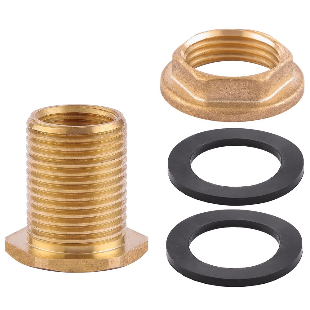 2 PCS Bulkhead Fitting,Solid Brass,1/2" NPT Female 3/4" 1/2" and 3/4", 2 Pack