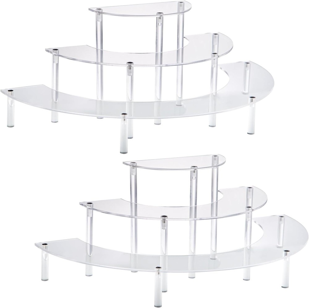 2PACKS Acrylic Display Risers, 3 Tier Clear Cupcake Stand clear