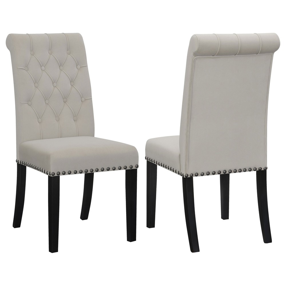 Sand and Rustic Espresso Tufted Side Chairs