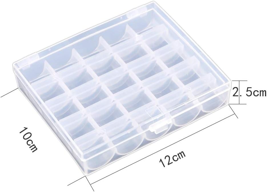 2 Pack 25 Slots Empty Bobbin Spool Box Plastic Storage Case for Sewing Machine