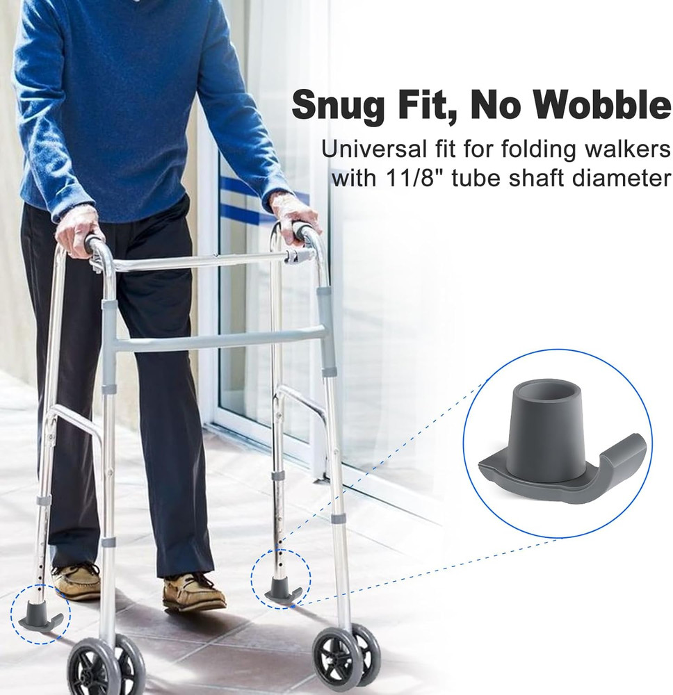 Walker Ski Glides, Universal Fit for Folding Walkers, Easy Install Durable Rubbe