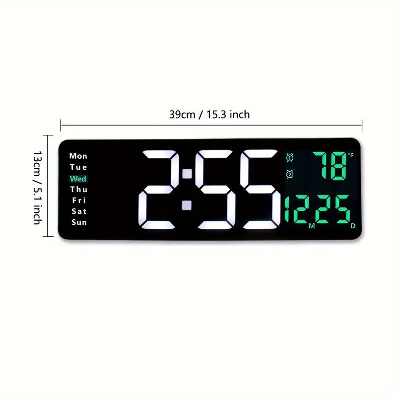 16" Large Digital Wall Mount LED Clock Count Down Timer Brightness Adjustment US