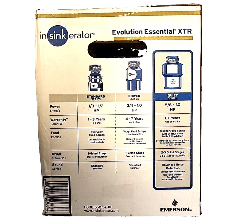 InSinkErator Essential XTR Garbage Disposal Evolution 3/4 HP Continuous Feed NEW