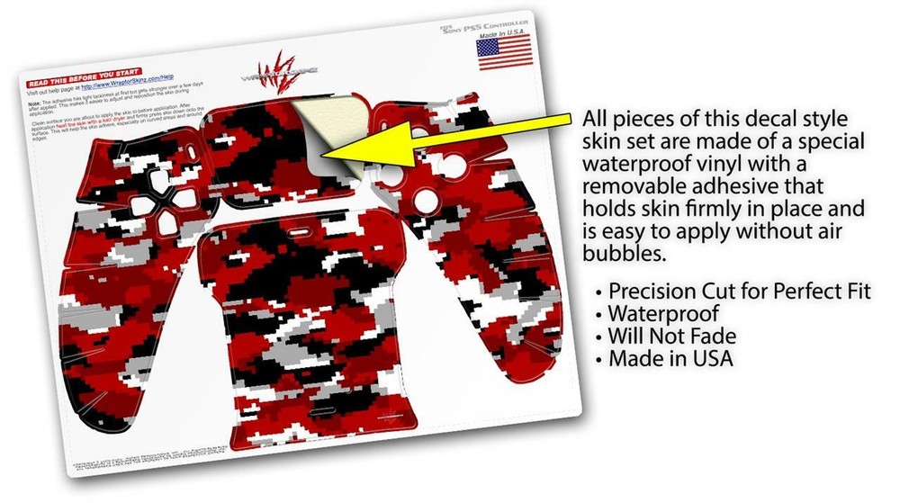 Skin Sony PS5 Controller WraptorCamo Digital Camo Red