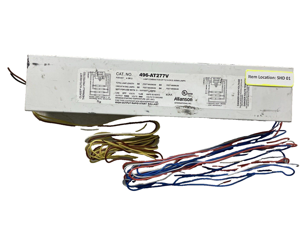 ALLANSON HIGH OUTPUT RAPID START BALLAST 496-AT277V
