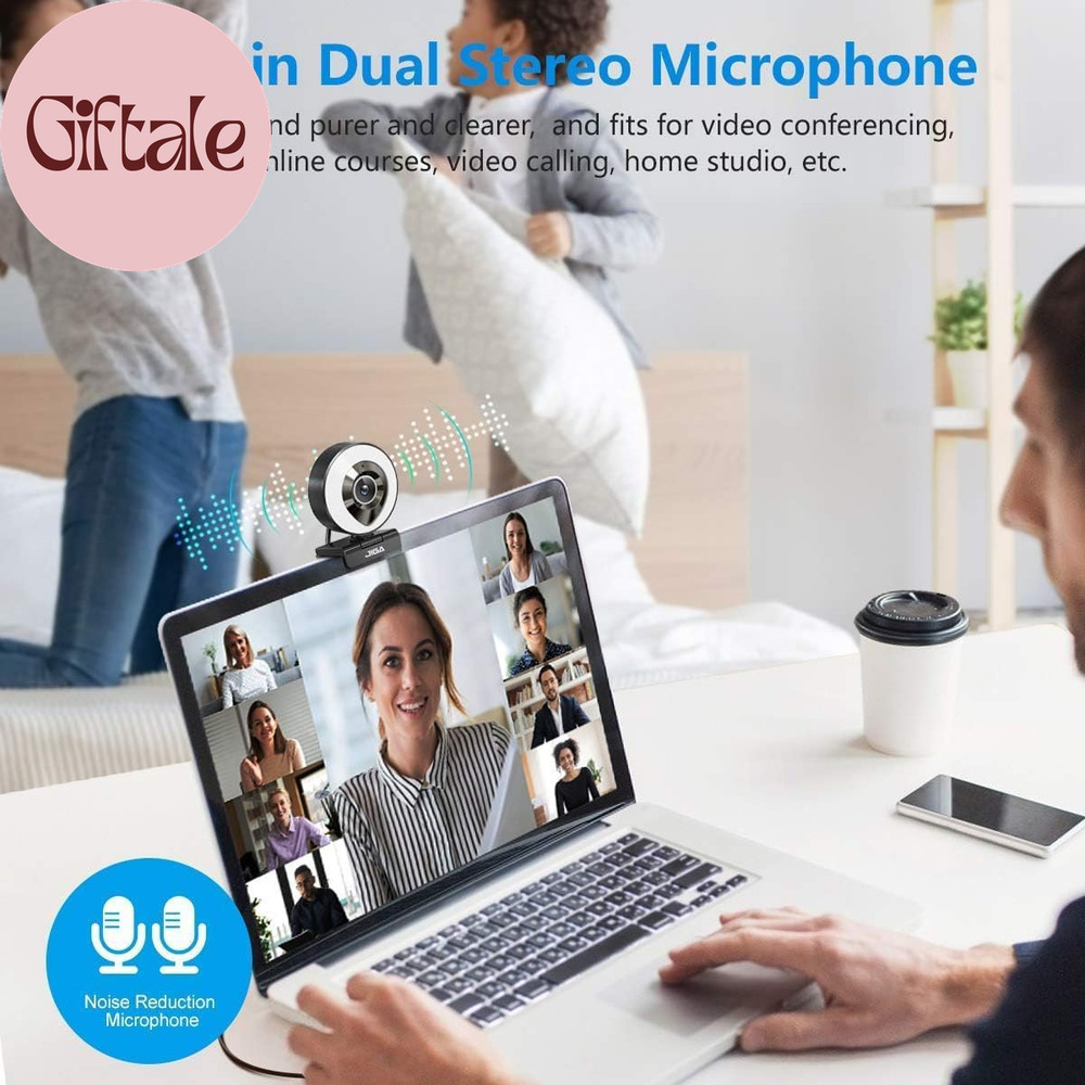 Webcam Computer Camera 1080P with Dual Microphone Adjustable Right Light Web Cam