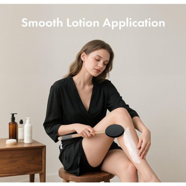 AmazerBath Lotion Applicator for Back, Feet, 4 Replacement Pads, Black