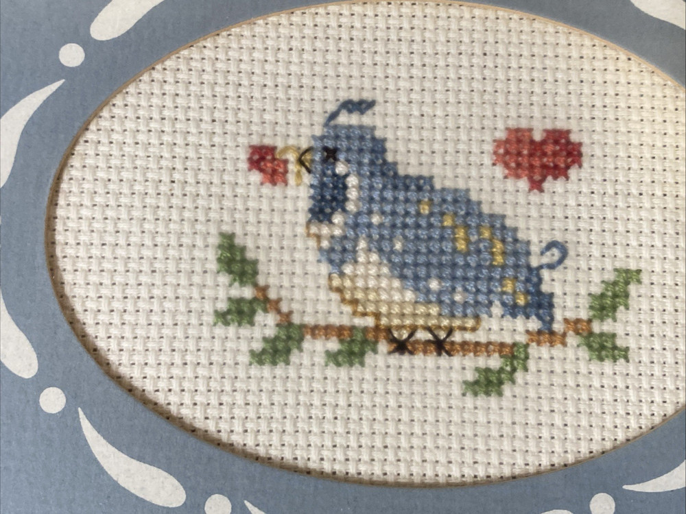 Vintage Bird Needlepoint/Cross Stitch Framed