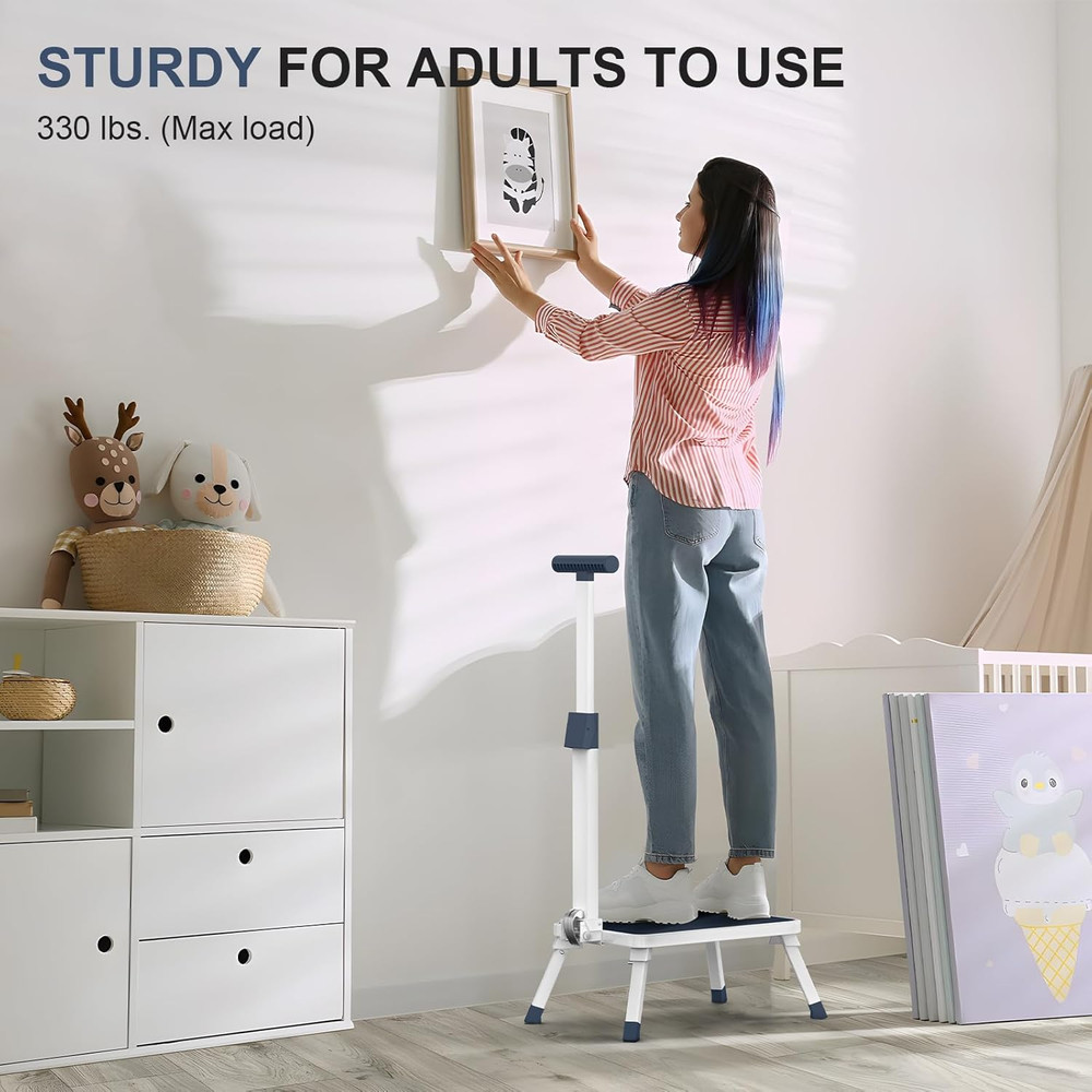 Folding Step Stool, Step Stools with Handle for Elderly Adults, Metal Steppin...