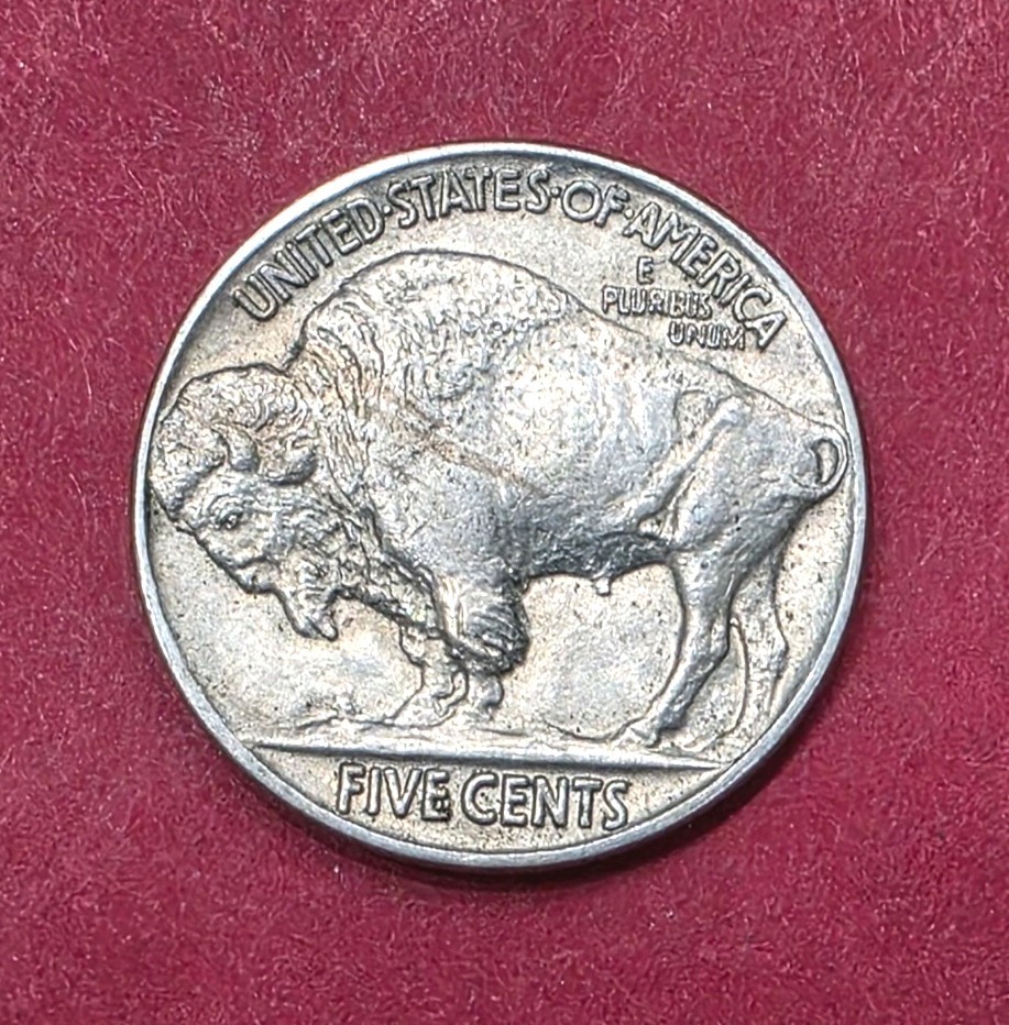 1913 Buffalo Nickel Type-2 Double Die Obverse And Reverse Almost Uncirculated.