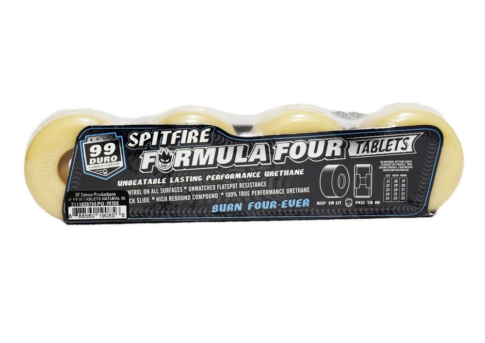 55mm 99a Formula Four Tablet Shape Wheels - High Performance Skateboard Wheels