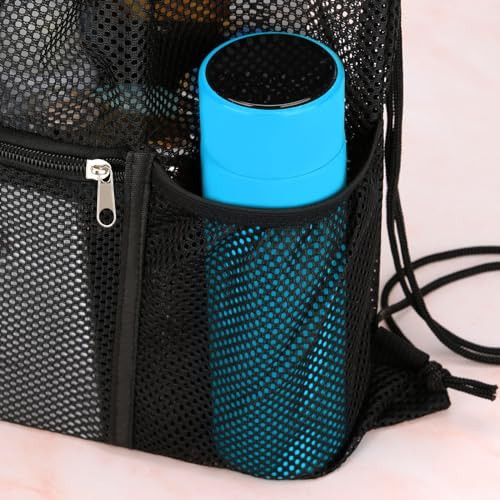 NATURAL STYLE 2 PACK Mesh Drawstring Backpack Bag, Multifunction Mesh Bag Black
