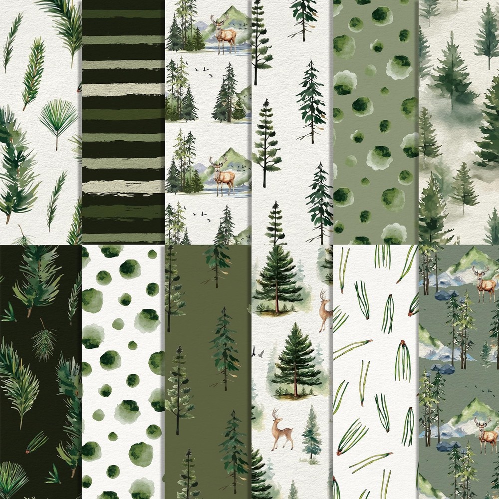 24 Sheets Scrapbook Paper Forest Pattern Double Sided Printing Craft Paper fo...