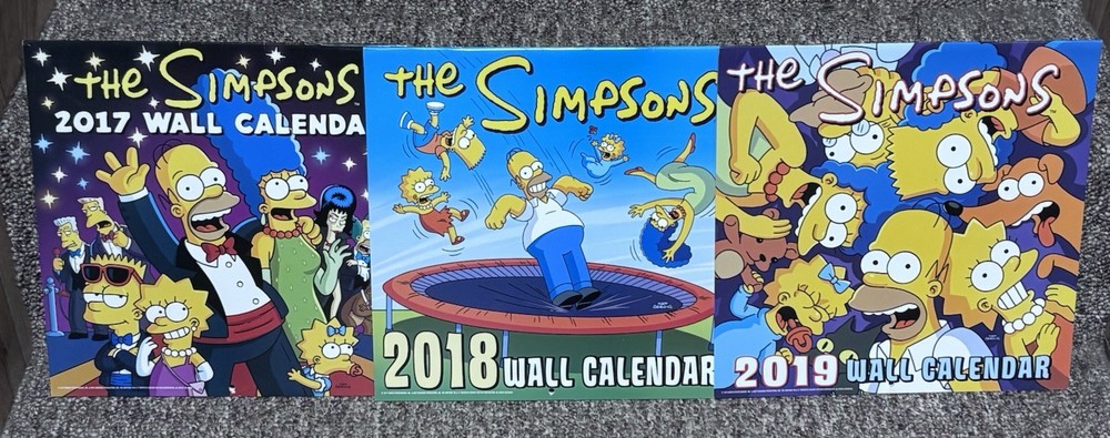 The SIMPSONS - 2019/ 2018/ 2017 WALL CALENDARS = EXCELLENT CONDITION!