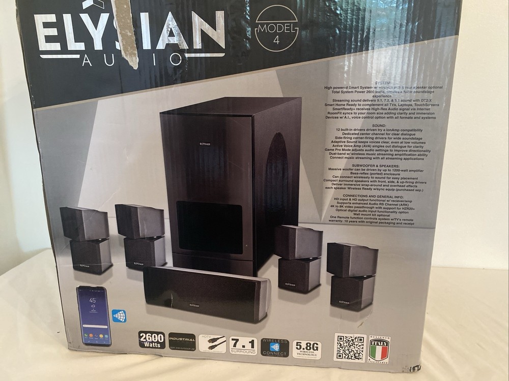 Elysian Audio Model 4 Home Theater System Complete 6 Piece Set Open Box