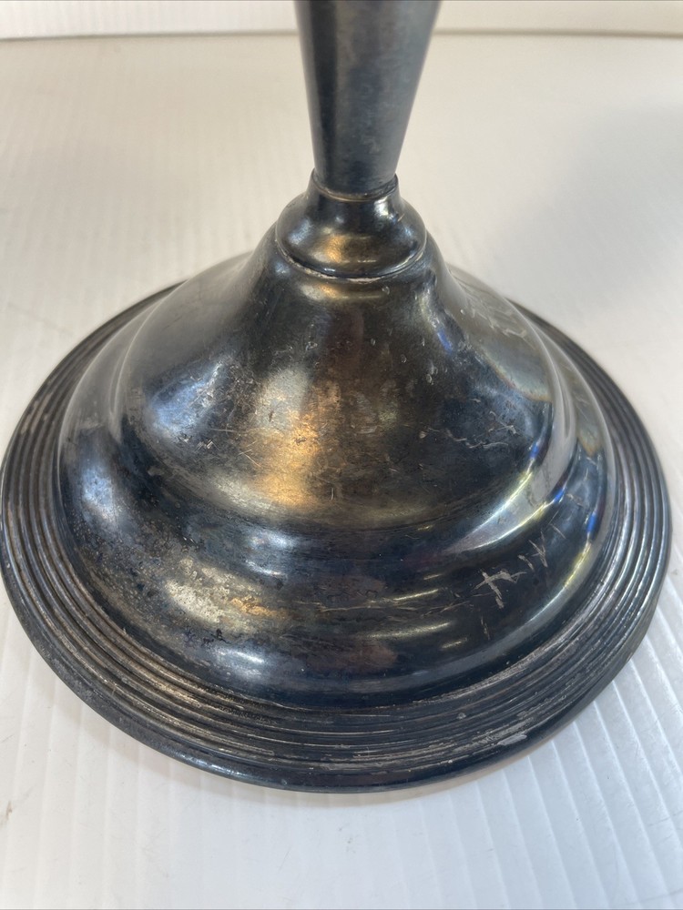 Antique E. B. Webster & Son Silverplate Pair Candle Stick Holders Spiderweb 2701
