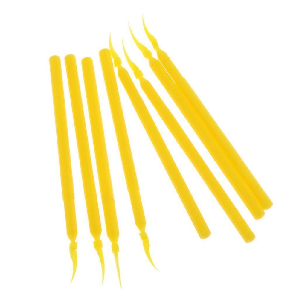 100 Pcs Dental Contoured Disposable Long Handle Small-Yellow Plastic Poly Wedge