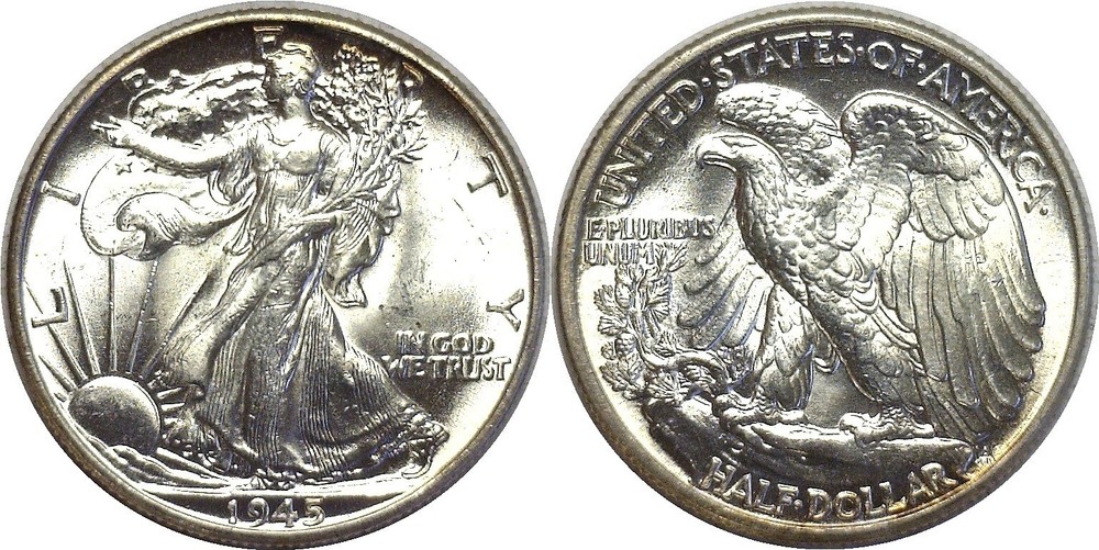 1945 50C Walking Liberty Half Dollar Silver Uncirculated