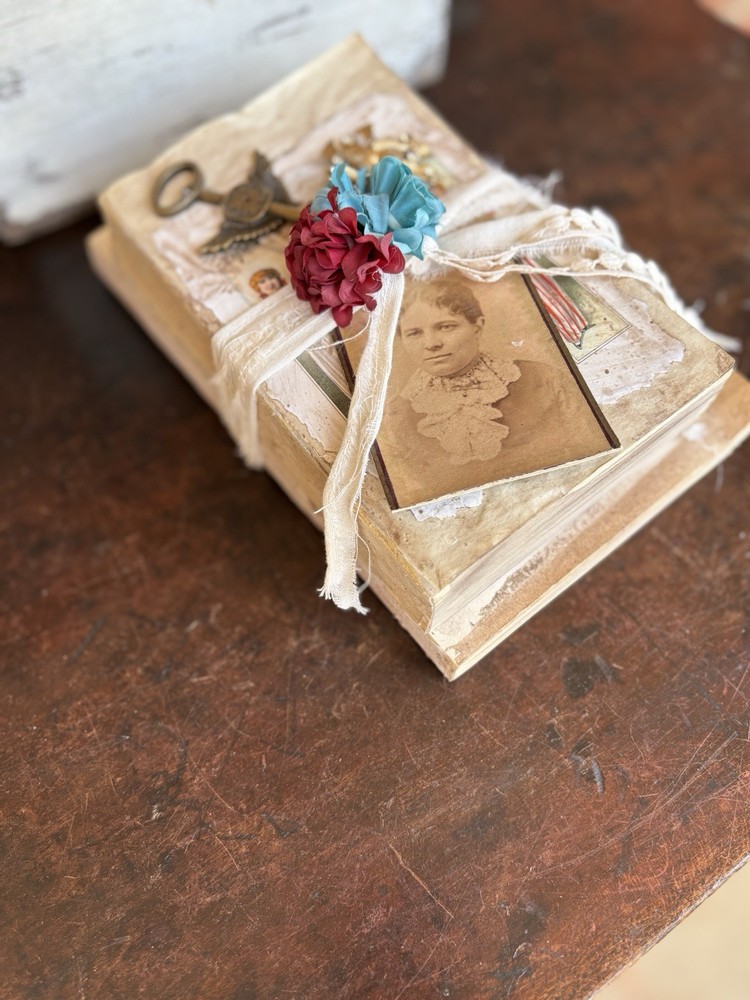 Vintage Look Book Stack Home Decor Victorian Library Desk Handmade