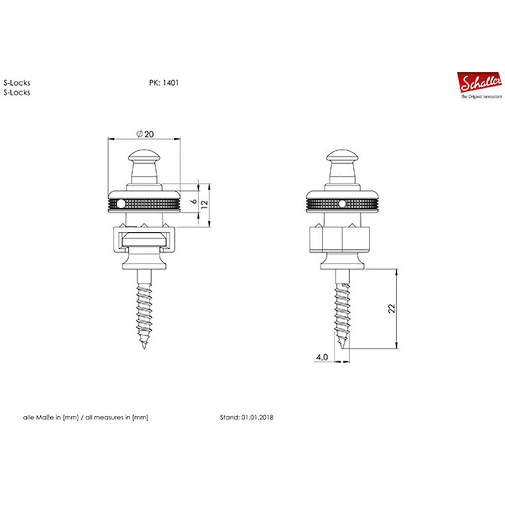 Schaller S-Locks Guitar Strap Lock System, Nickel