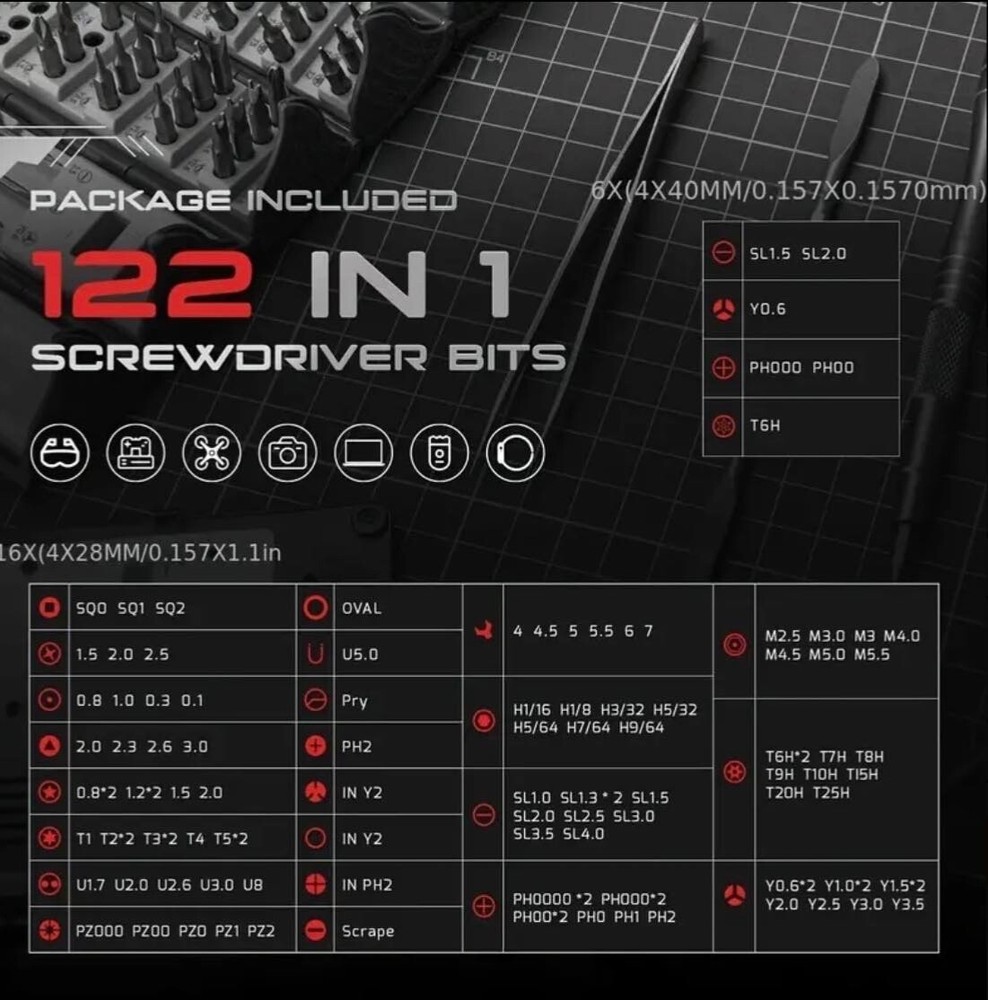 128 in 1 Precision Screwdriver Set Magnetic Bit Kit Multi-Function Stainless