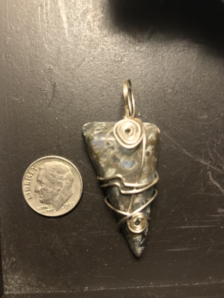 Natural Que Sera Sterling Silver Wrapped Pendant