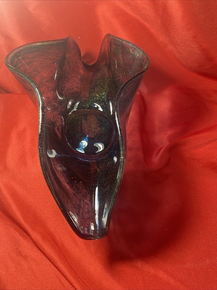 Blue Wavy Hand Made Bubble Vase