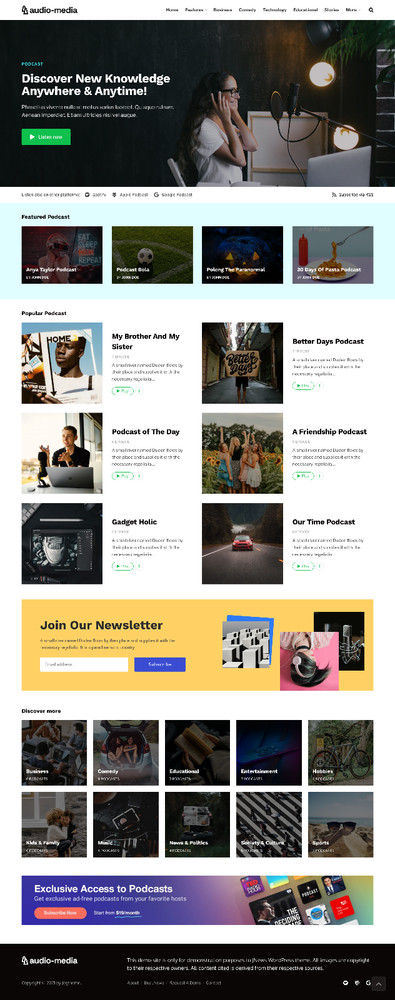 Audio Website Design with Free VPS Web Hosting and Installation