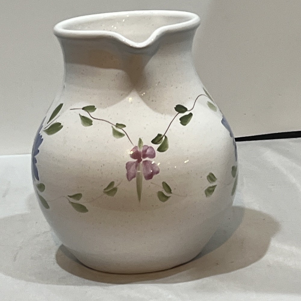 White floral vase pitcher Home 7” x 4”