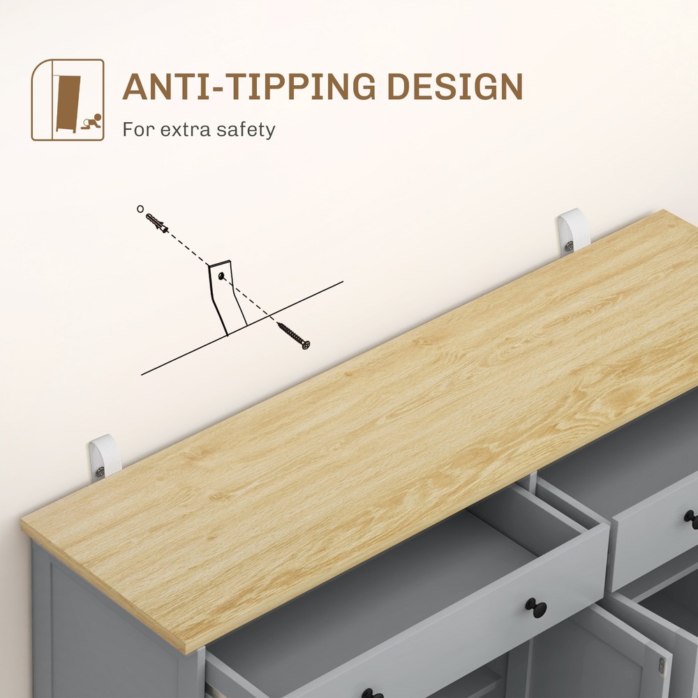 Modern Sideboard, Buffet Cabinet with Storage Drawers, Adjustable Shelves