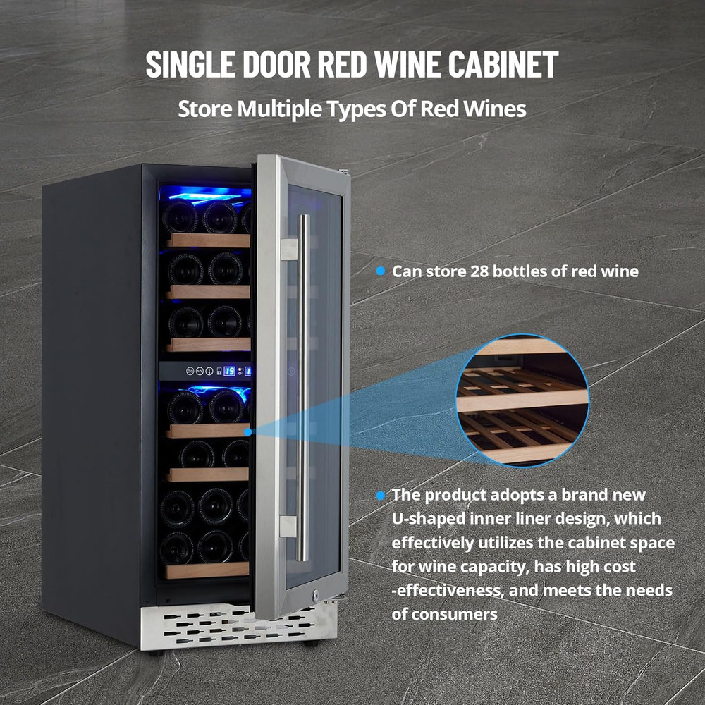 Mini Wine Refrigerator Cooler - 28 Bottles Dual Temp Control Wine Fridge, Perfec