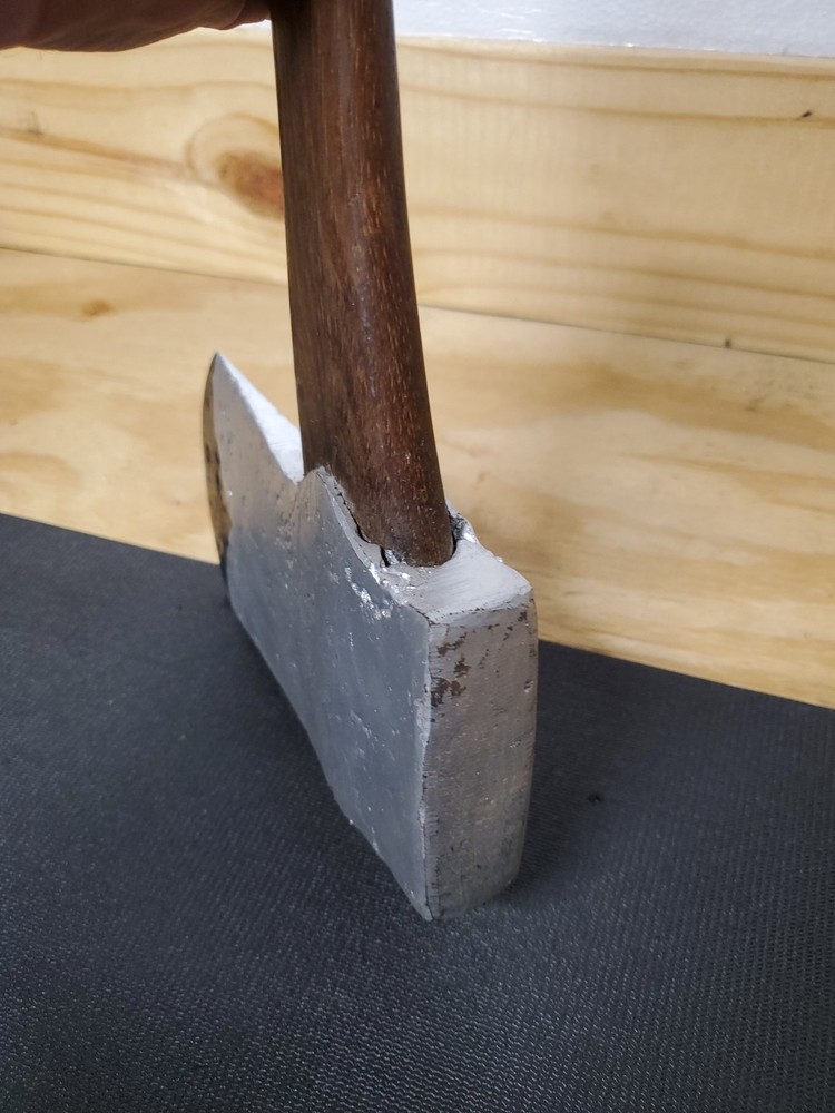 Axe Vintage Restored? With Custom Leather Sheath Carved Handle Double Sided