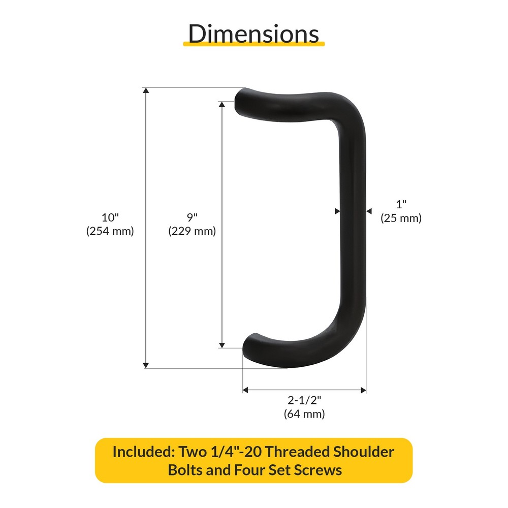 Brixwell 10" Aluminum Pull Handle with 9" Mounting, Matte Black Finish