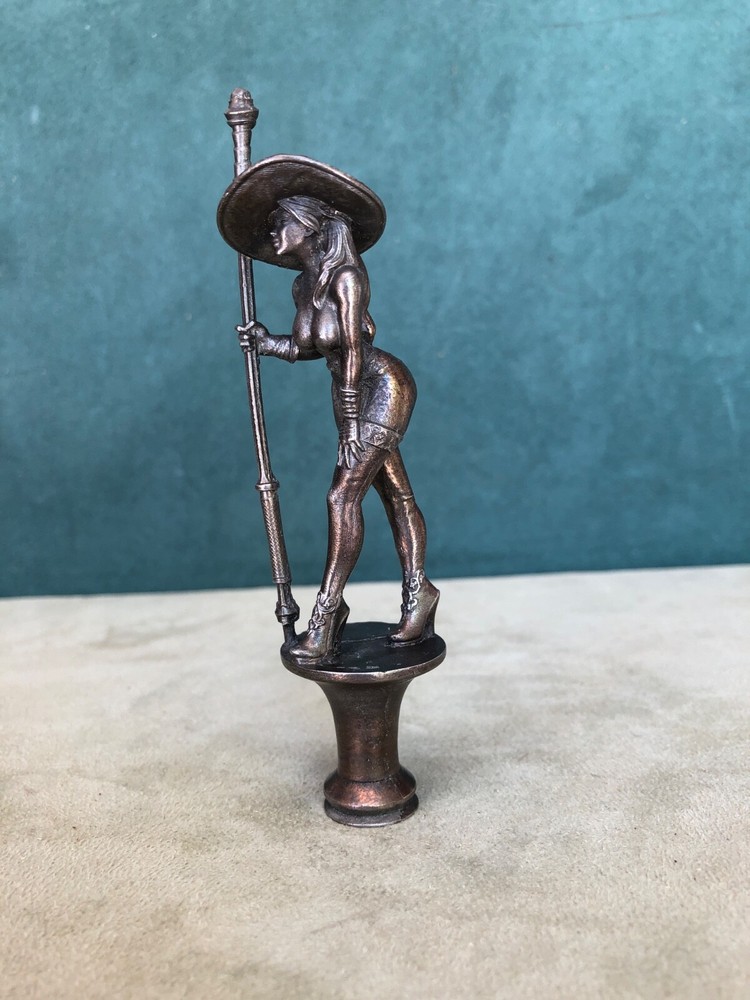 Topless Witch With Staff Pipe Tamper/Figure, Solid Fine Pewter