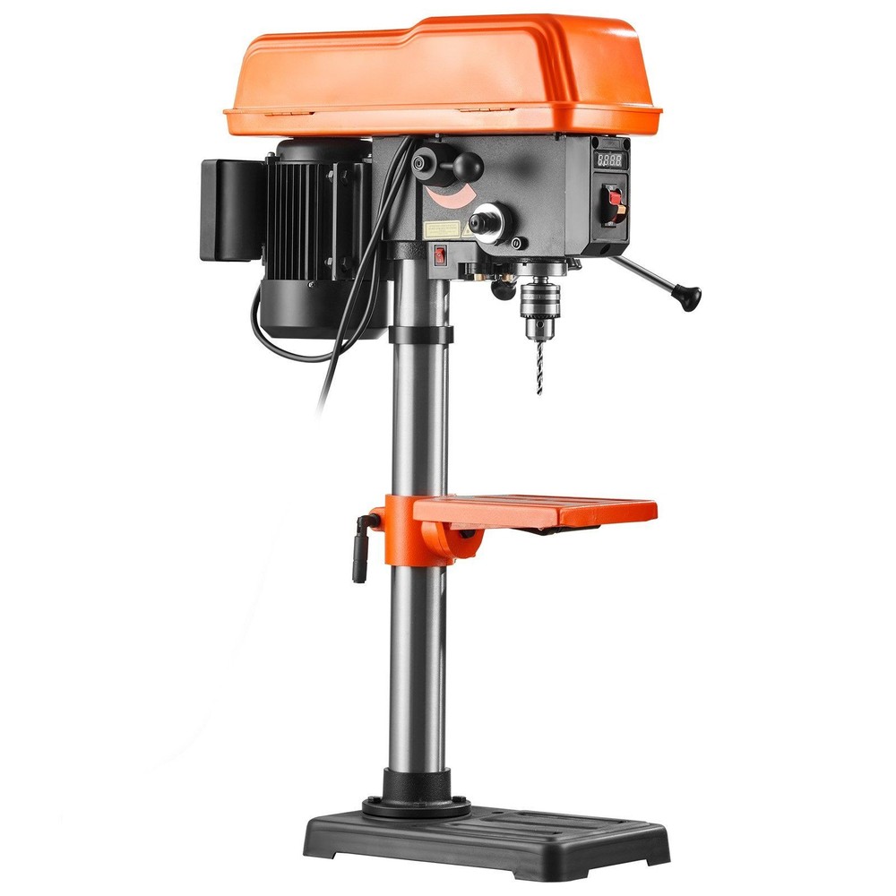 10" Bench Drill Press 0.8HP, Digital RPM Display, Tilting Table & Laser Aim
