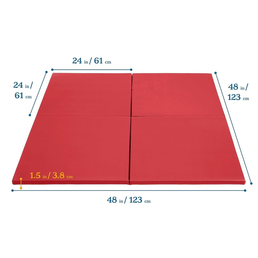ECR4Kids SoftZone Play Mat 4 Pack 48x48 Foam Activity Mat Red