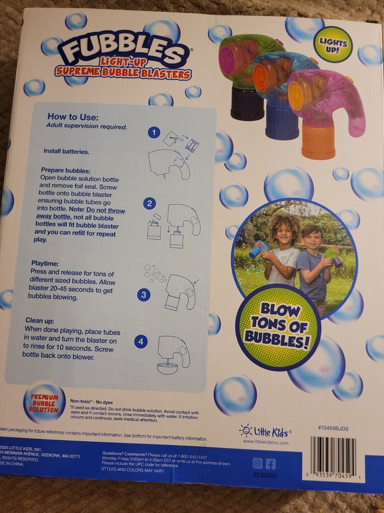 NEW Fubbles Light Up Supreme Bubble Blasters (3) + Bubbles!