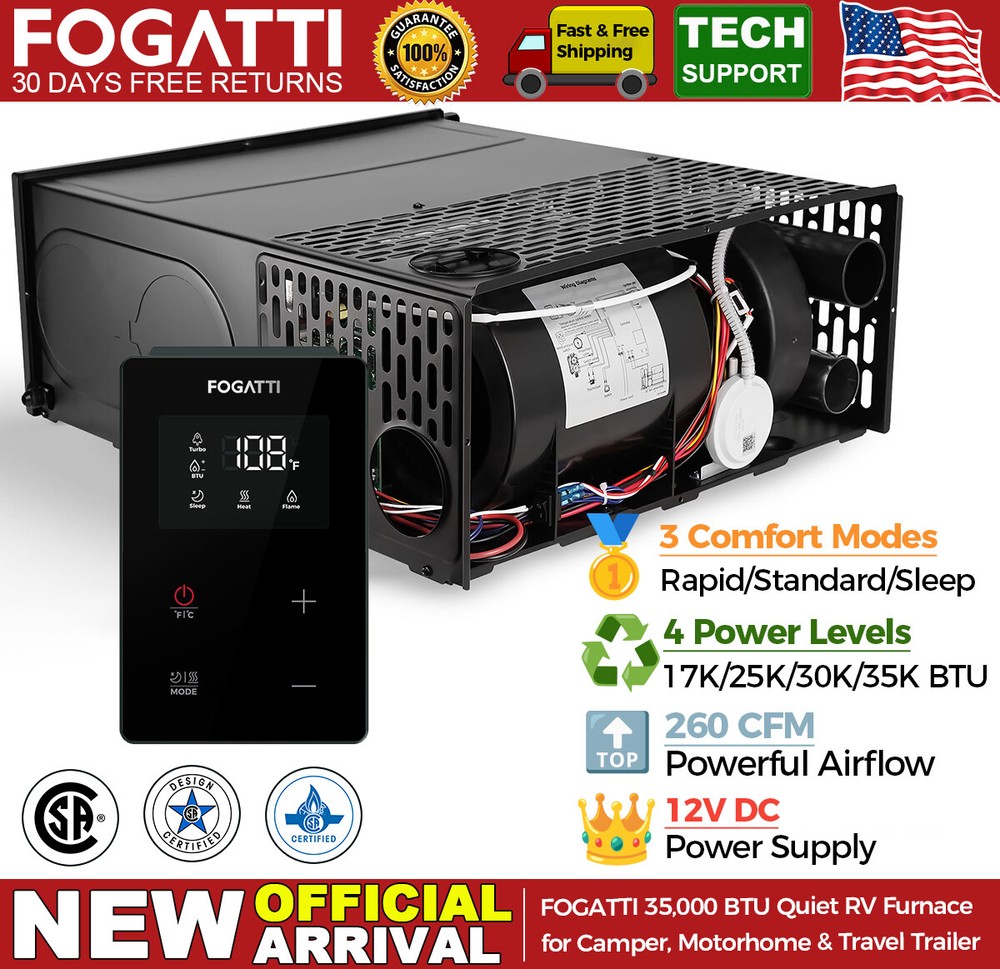 RV Furnace Propane Heater 35,000 BTU for Camper Travel Trailer Replace Suburban