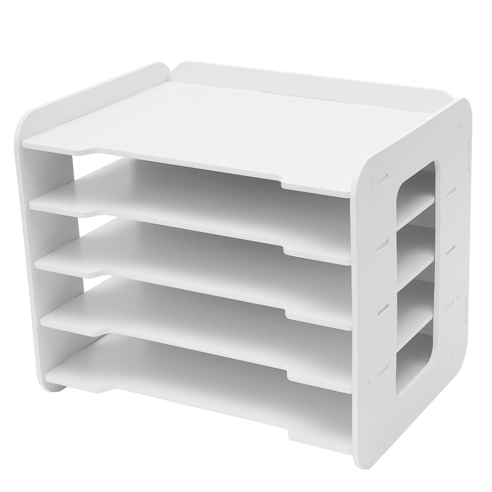 5 Tiers Stackable File Organizer Tray Desk Desktop Paper Document Tray Holder