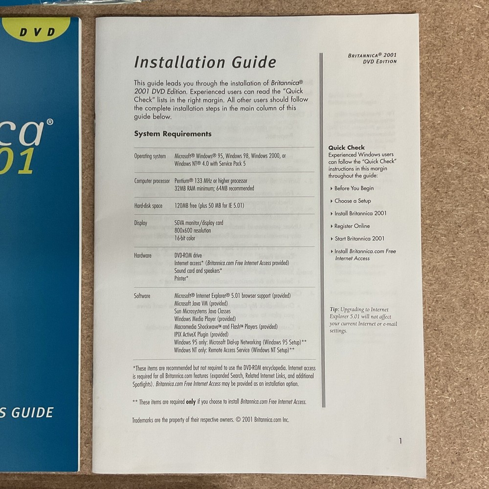 Encyclopedia Britannia 2001 DVD Big Box PC