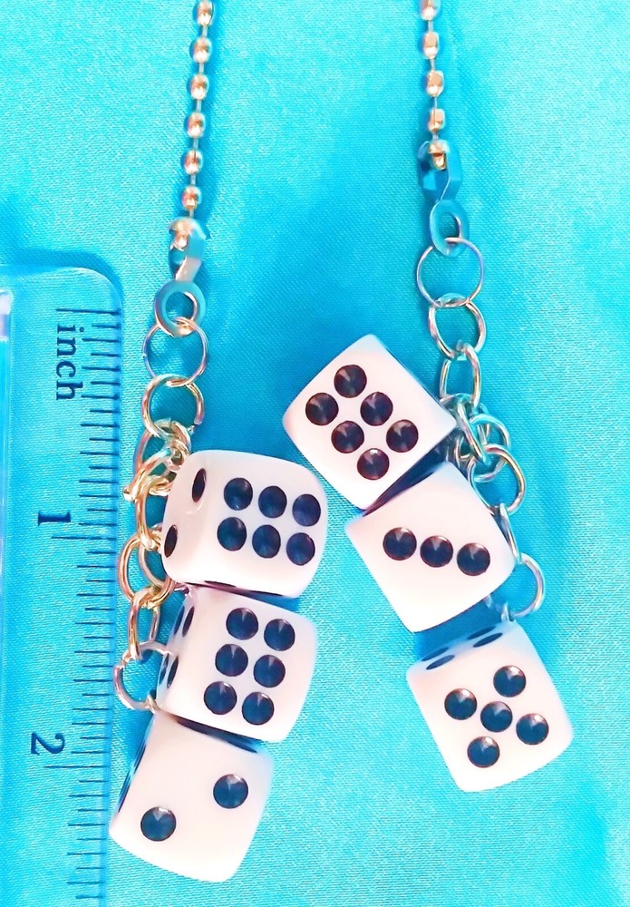 Set of Two ~ Three WHITE DICE ~ Ceiling Fan Pulls